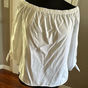 Karen Kane white blouse off shoulder